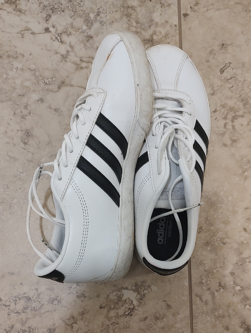 adidas White Sneakers with Black Three-Stripes for Men